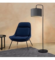 Suitable Metal Gövdeli Antrasit Kumaş Başlık Çok Amaçlı Lambader Salon Köşe Lambası