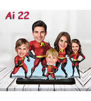 Kişiye Özel Ahşap Biblo - Aile Karikatür Biblo - 5 Kişilik Aile Biblo 5