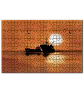 Cakapuzzle Günbatımında Balıkçı Tekneleri ve Martılar  Puzzle Yapboz MDF (Ahşap) (120 Parça)