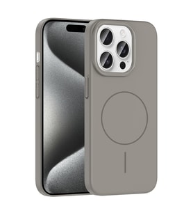 Apple iPhone 15 Pro Uyumlu Kılıf M-safe Şarj Özellikli Zore Ruby Sert Kapak (Gri)