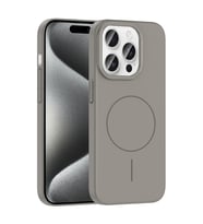 Apple iPhone 15 Pro Uyumlu Kılıf M-safe Şarj Özellikli Zore Ruby Sert Kapak (Gri)