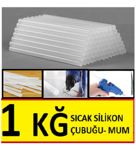 Mum Silikon Kalın Ø11.5X30 cm Sıcak Mum Silikon Çubuk Uç 1 Kg (35 Adet) (Beyaz)