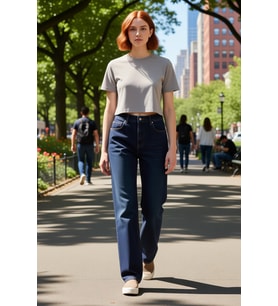 Kadın Açık Yüksek Bel Straight Kesim Denim Pantolon Fonksiyonel Dayanıklı Kaliteli Estetik