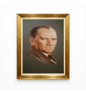 Tablore Atatürk Profil Portre Kanvas Tablo - Modern Klasik Altın Çerçeveli