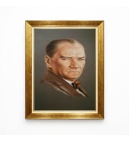 Tablore Atatürk Profil Portre Kanvas Tablo - Modern Klasik Altın Çerçeveli