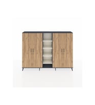 Arges Dolap 12 Raflı 4 Kapaklı 220x30x163 Antrasit-Çam/Aytaşı