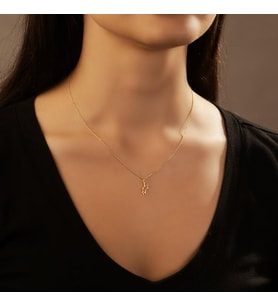 Kişiye Özel 925 Ayar Gümüş Zarif Parıltı Model Kolye Sevgiliye Hediye Takı (Gold)