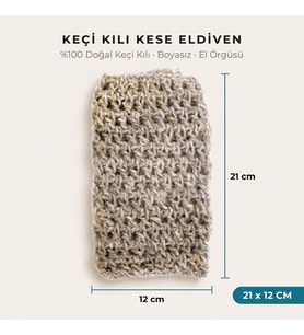 Lexroo %100 Doğal Keçi Kılı Banyo Kesesi, El Dokuması Vücut Lifi