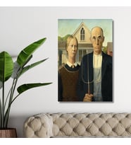 Tekli Dikey Kanvas Duvar Tablosu Grant Wood Amerikan Gotiği
