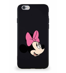 Apple iPhone 6S Soft Premier Kapak Minnie Mouse-A Tasarımlı Silikon Kılıf - Siyah (Şeffaf)