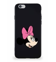 Apple iPhone 6S Soft Premier Kapak Minnie Mouse-A Tasarımlı Silikon Kılıf - Siyah (Şeffaf)