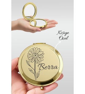 Kişiye Özel İsim Baskılı Premium Gold Cep Aynası Makyaj Aynası - Kır Yıldızı