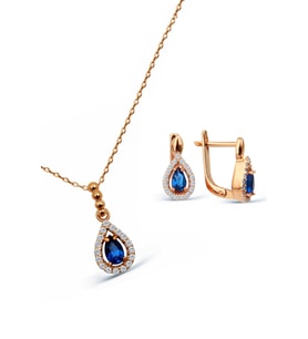 925 Ayar Gümüş Rose Minimal Damla Set - S014102