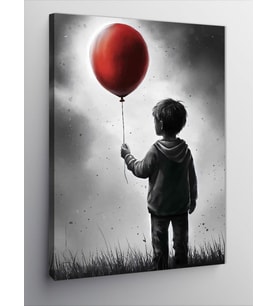 Kanvas Tablo Kırmızı Balon Ve Küçük Çocuk