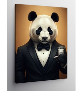 Kanvas Tablo Şık Panda Ve Rakı Kadehi