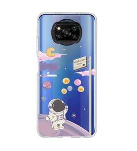 Poco X3 PRO / X3 NFC Uyumlu Astronot Tasarımlı Şeffaf Telefon Kılıfı