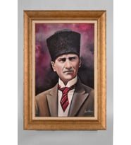 Altın Varaklı Paspartulu Çerçeveli Atatürk Tablo sd324