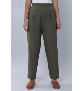 Kadın Beli Lastikli Pileli Pantolon 5272 (Haki)