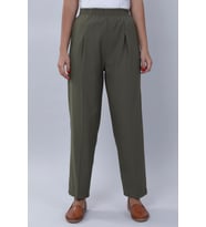 Kadın Beli Lastikli Pileli Pantolon 5272 (Haki)