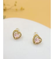 Pembe Kalp Işıltısı Küpe