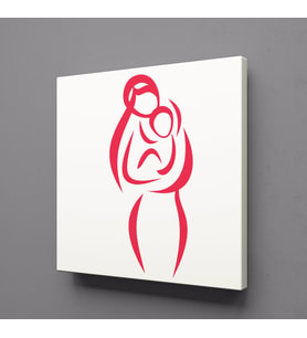 BEBEĞİNİ KOKLAYAN ANNE KANVAS TABLO 40x40cm (Karışık)