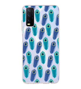PrintiFy Vivo Y20 ile Uyumlu 1mm Slim Fit Nazar Boncuğu 4 Baskılı Şeffaf  Kılıf