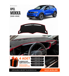 OPEL MOKKA (2020-2025) Uyumlu Torpido Örtüsü Torpido Kılıfı - Siyah Kırmızı