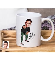 Bk Gift Kişiye Özel Karikatürlü Orta Parmak Tasarımlı Beyaz Kupa Bardak-1, Arkadaşa Hediye, Sevgiliye Hediye