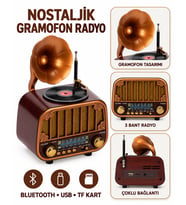 Nostaljik Tasarımlı Radyo – Bluetooth, USB, TF Kart ve 3 Bant Multimedya Müzik Çalar