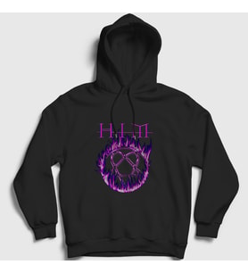 Presmono Unisex Siyah Flames Logo Him Kapüşonlu Sweatshirt 80541tt