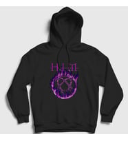 Presmono Unisex Siyah Flames Logo Him Kapüşonlu Sweatshirt 80541tt