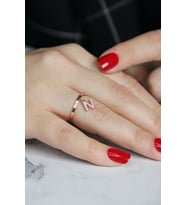 N Harfi Gümüş Rose Yüzük - Y021701