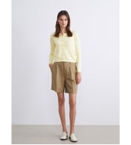 LCW Vision Haki Loose Fit %100 Keten Kadın Pileli Şort