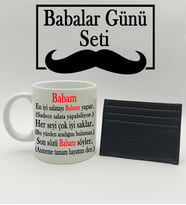 Babalar Gününe Özel Babam Tasarımlı  Kupa & Kartlık Hediye Seti