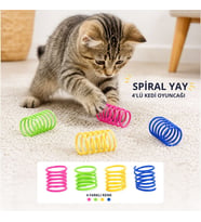 4'lü Renkli Spiral Yay Kedi Oyuncağı, Esnek ve Hareketli Eğlenceli Kedi Oyun Seti
