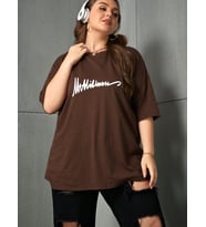 İmza Baskılı Tasarım Tshirt (Kahverengi)