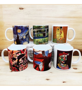 Dali,Van Gogh,Picasso,Kandinsky,Gustav Klimt,Monet Tasarımlı 6'lı Kupa Bardak Mug Seti