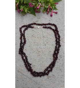 STONEAGE JEWELLERY Lal Doğal Taş Çift Sıra Bayan Uzun Kolye (Altın / Dore)