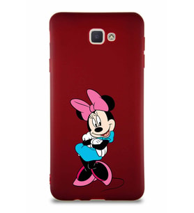 Samsung Galaxy J7 Prime 2 Soft Premier Kapak Minnie Mouse-D Tasarımlı Silikon Kılıf - Mürdüm (Şeffaf)