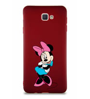 Samsung Galaxy J7 Prime 2 Soft Premier Kapak Minnie Mouse-D Tasarımlı Silikon Kılıf - Mürdüm (Şeffaf)