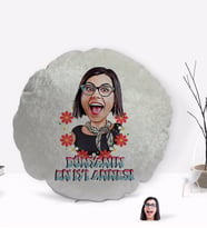 BK Gift Kişiye Özel Dünya'nın En İyi Annesi Karikatürlü Yuvarlak Dekoratif Kırlent Yastık-1