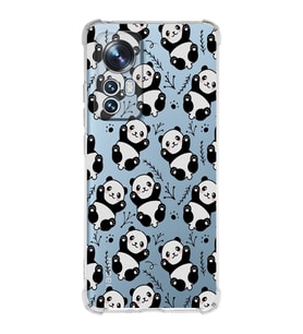 Xiaomi Mi 12 Uyumlu Köşe Korumalı Antişok Kapak Panda Tasarımlı Şeffaf Silikon Kılıf