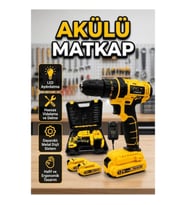 12V Akülü Matkap 20-30 Nm Tork Çift Hız Ayarlı LED Işıklı Çift Akülü