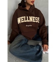 kadın kahve nakış detaylı kapuşonlu kışlık sweat NBG032