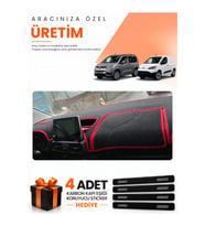 TOYOTA PROACE CITY (2020-2026) Uyumlu Torpido Koruma Örtüsü Oto Kılıfı - Siyah Kırmızı