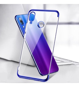 Sepetegelsin Samsung M20 Renkli köşeli Şeffaf Arka Kapak Lazer Kılıf Lacivert (Altın / Dore)