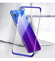 Sepetegelsin Samsung M20 Renkli köşeli Şeffaf Arka Kapak Lazer Kılıf Lacivert (Altın / Dore)