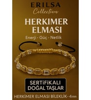 Sertifikalı Doğal Terahertz - Herkimer Elması Taşı Bileklik 4x4 mm - Arınma ve Işık Taşı (Çok Renkli)