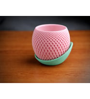 Northcity 3D Baskı Küre Saksı - Kafes Dokulu İki Parçalı Dekoratif Saksı - Pembe-Mint