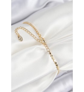 Pirinç Zirkon Taşlı Dikdörtgen Model Ezme Zincir Gold Renk Kadın Bileklik 5886 - SSSSSS7854-42